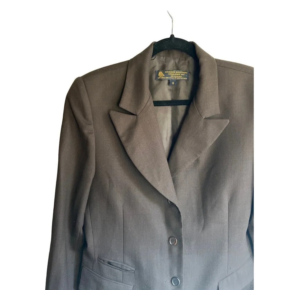 Brooks Brothers Blazer 12 Brown Pure Wool 2-Button Flap Pockets Dark Academia - Picture 5 of 5